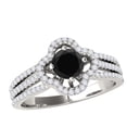 thumbnail image 1 of Mauli Jewels Engagement Rings for Women 1 Carat Glitzy Halo Black Diamond Wedding Engagement Ring 4-prong 14k Solid White Gold, 1 of 9