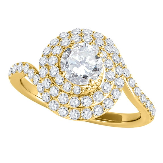 Mauli Jewels Engagement Rings for Women 1 Carat Halo Diamond Dome Shaped Engagement Ring 4 Prong-Setting 14k White Gold