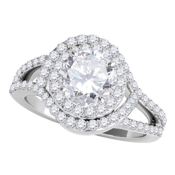Mauli Jewels Engagement Rings for Women 1 Carat Halo Dome shaped Interwined Engagement Diamond Ring4 Prong 14k Solid White Gold