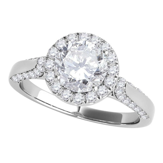 Mauli Jewels Engagement Rings for Women 1 Carat Halo Unique Design Engagement Diamond Ring Crafted 4 Prong 14k Solid White Gold
