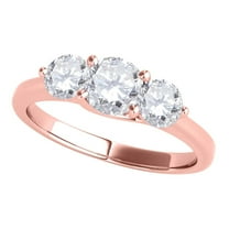 Mauli Jewels Engagement Rings for Women 1 Carat Three Stone Diamond Engagement Ring Crafted4 Prong-Setting14k Solid Rose Gold