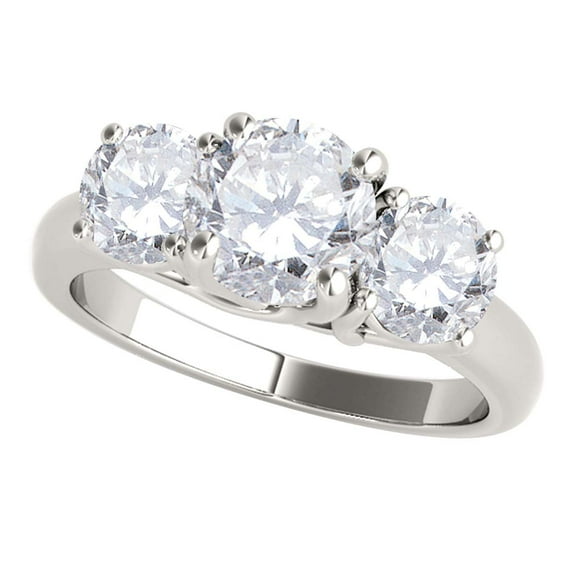 Mauli Jewels Engagement Rings for Women 1 Carat Three Stone Diamond Ring Crafted4 Prong-Setting14k Solid White Gold
