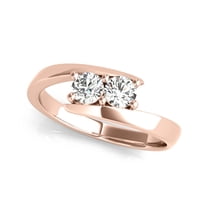 Mauli Jewels Engagement Rings for Women 1 Carat Two Stone Brilliant Cut Diamond Engagement Wedding Ring 4 Prong-Setting14K Rose Gold