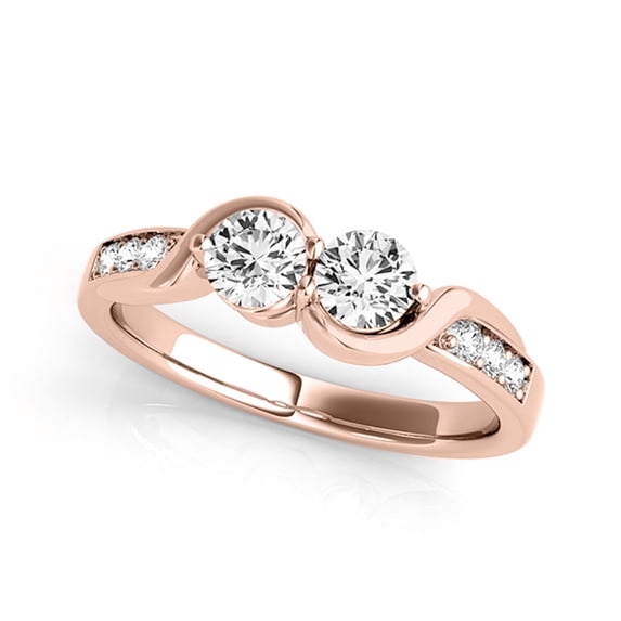 Mauli Jewels Engagement Rings for Women 1 Carat Two Stone Diamond Engagement Ring 4 Prong-Setting14K Rose Gold