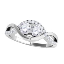 Mauli Jewels Engagement Rings for Women 1 Carat Two-Stone Diamond Engagement Wedding Ring 4 Prong-Setting14K Rose, Yellow and White Gold