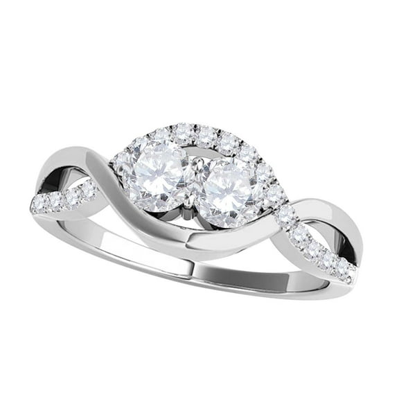 Mauli Jewels Engagement Rings for Women 1 Carat Two-Stone Diamond Engagement Wedding Ring 4 Prong-Setting14K Rose, Yellow and White Gold