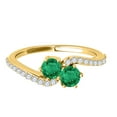 thumbnail image 1 of Mauli Jewels Engagement Rings for Women 1 Carat Two Stone Emerald And Diamond Ring 4 prong14K Yellow Gold, 1 of 6