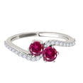 thumbnail image 1 of Mauli Jewels Engagement Rings for Women 1 Carat Two Stone Ruby and Diamond Ring 4 Prong14K White Gold, 1 of 6