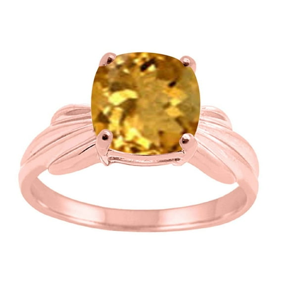 Mauli Jewels Engagement Rings for Women 2.25 Carat Cushion Cut Citrine Ring 4-Prong 10K Rose Gold