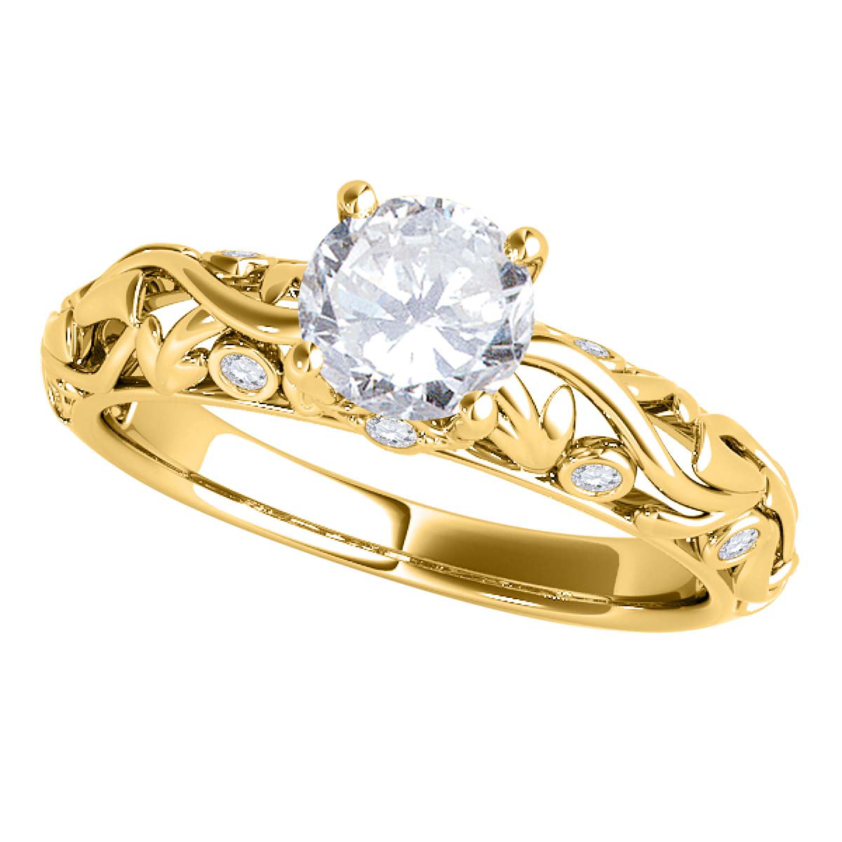 Rose Gold Rings for Women, Celtic Halo Diamond Ring CT7328