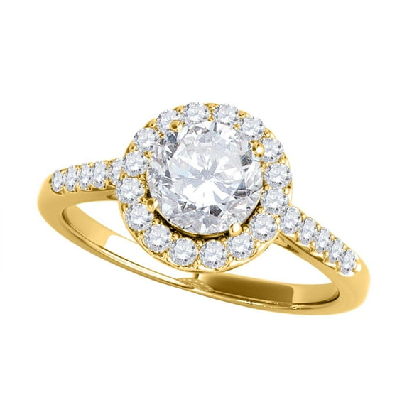 Mauli Jewels Engagement Rings for Women 3/4 Carat Halo Daimond Engagement Ring 4 Prong-Setting14K Solid Yellow Gold