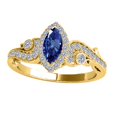 thumbnail image 1 of Mauli Jewels Engagement Rings for Women 3/4 Carat Marquise Shape Sapphire & Natural White Diamond Gemstone Ring Prong-Setting 14K Solid Yellow Gold, 1 of 3