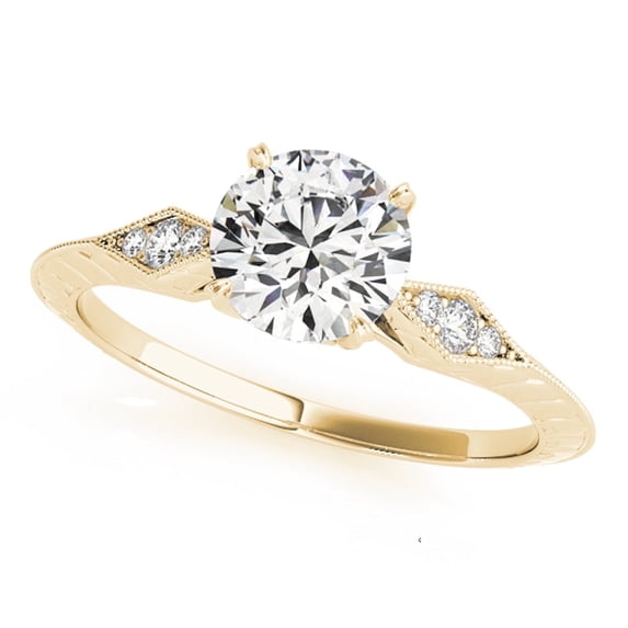 Mauli Jewels 1 Carat White Diamond Engagement Ring for Women – Wedding Band in 14K Solid Yellow Gold