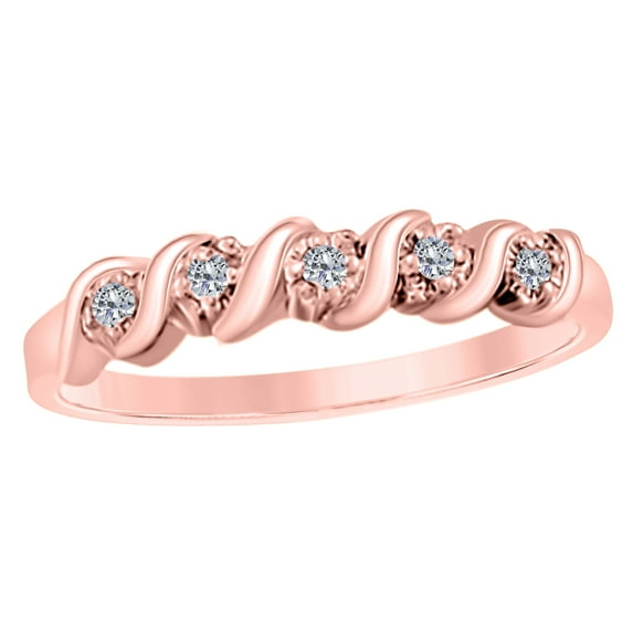 Mauli Jewels Rings for Women 0.05 Carat Engagement Wedding Band bezel 10K Solid Rose Gold