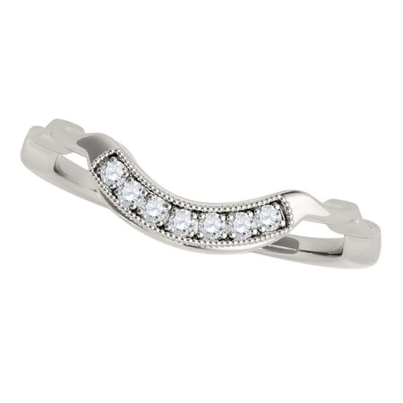 Mauli Jewels Rings for Women 0.05 Carat Round Diamond Curvy Wedding Band Prong-Setting 14K Solid White Gold