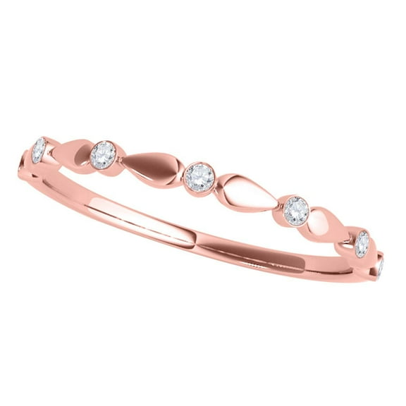 Mauli Jewels Rings for Women 0.07 Carat Round Diamond Antique Wedding Band 4 - Prong 14K Rose Gold