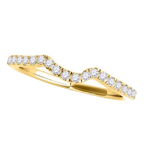 MauliJewels 0.12 Carat Lab Grown Diamond Wedding Band for Women, 10K Yellow Gold, 20 Stone Round Cut Prong Set Bridal Ring, Size 5