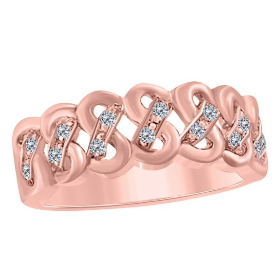 Mauli Jewels Rings for Women 0.14 Carat Engagement Diamond Wedding Band prong 10K Solid Rose Gold