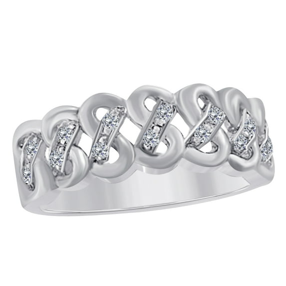 Mauli Jewels Rings for Women 0.14 Carat Engagement Diamond Wedding Band prong 10K Solid White Gold