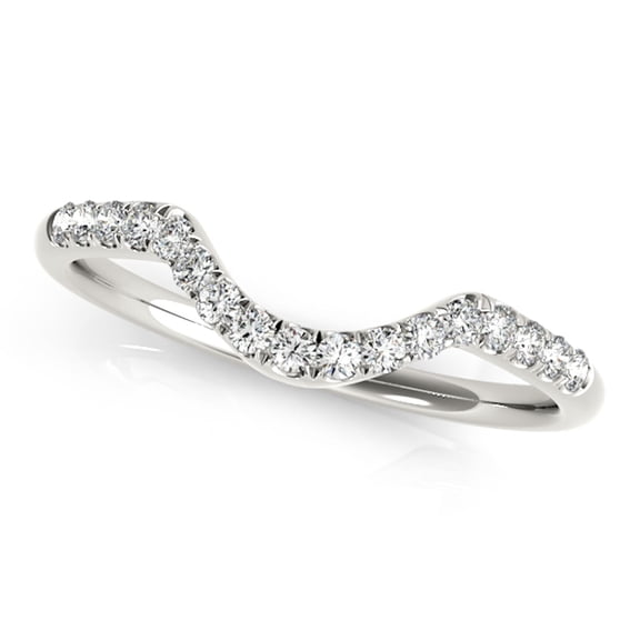 MauliJewels 0.20 CT Lab Grown Diamond Wedding Band for Women, 10K White Gold, 17 Stone Round Cut Prong Set Bridal Ring, Size 7