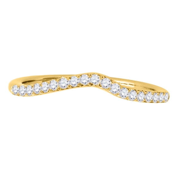 MauliJewels 0.25 CT Natural Diamond Curvy Wedding Band for Women | Prong-Set 14K Rose White Yellow Gold Ring | Bridal Band