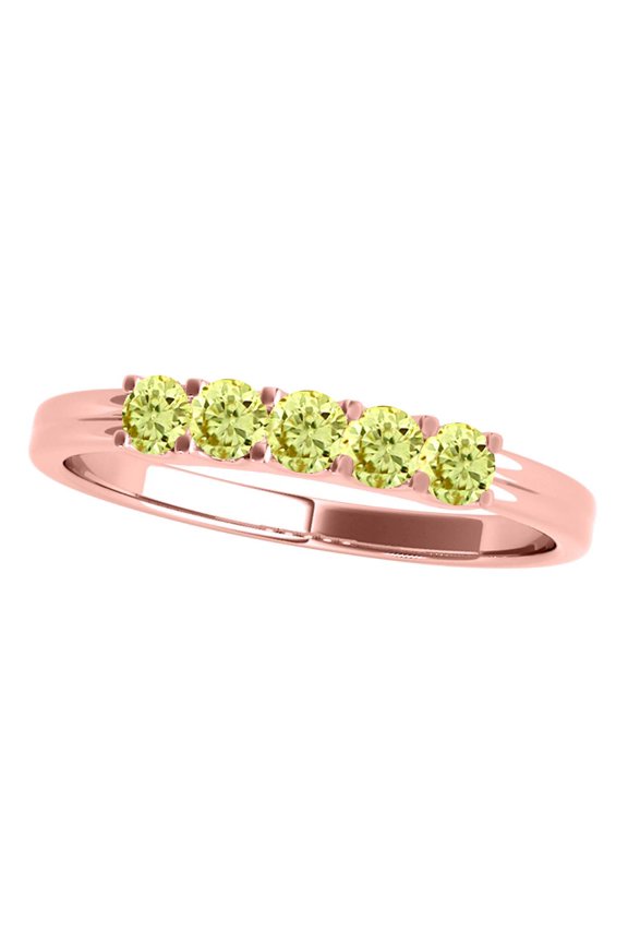 Rings for Women 0.25 Carat Yellow Diamond Five Stone Ring Prong-Setting 10K Solid Rose, White & Yellow Gold