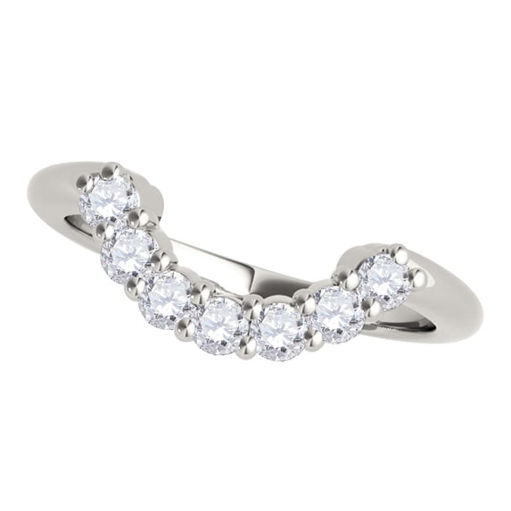 Mauli Jewels Rings for Women 0.40 Carat Round Diamond Hand-Crafted Curvy Wedding Band Prong-Setting 10K Solid White Gold