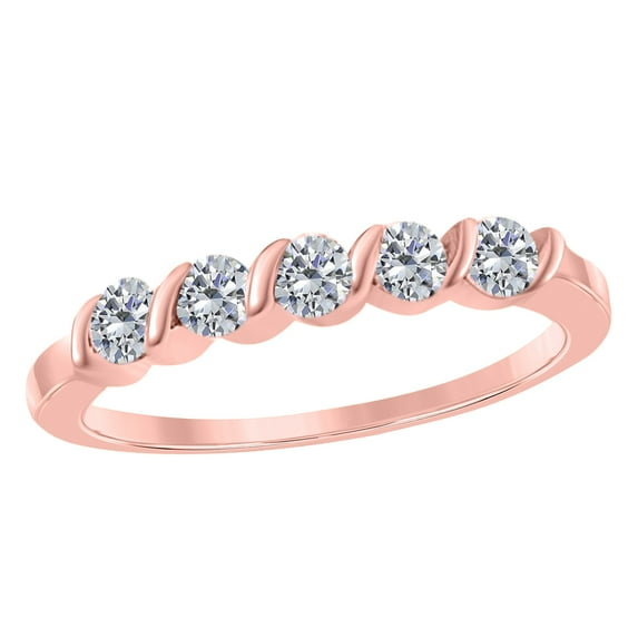 Mauli Jewels Rings for Women 0.50 Carat Diamond Engagement Wedding Band bezel 14K Solid Rose Gold