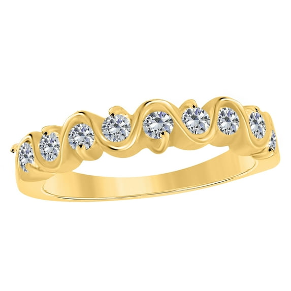 Mauli Jewels Rings for Women 0.50 Carat Engagement Wedding Band bezel 10K Solid Yellow Gold