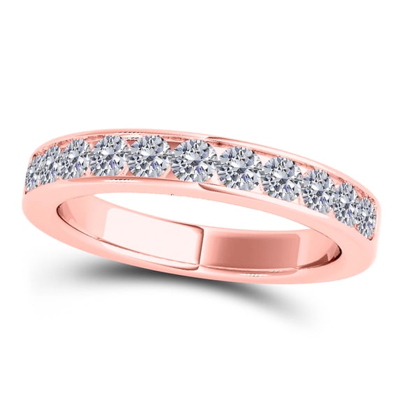 Mauli Jewels Rings for Women 0.55 Carat Engagement Diamond Wedding Band Channel-Setting 14K Solid Rose Gold