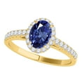 thumbnail image 1 of Mauli Jewels Rings for Women 0.70 Carat Diamond And Oval Shaped Sapphire Ring 4-prong 10K Yellow Gold, 1 of 6