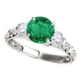 thumbnail image 1 of Mauli Jewels Rings for Women 0.70 Carat Diamond And Round Shaped Emerald Ring 4-prong 10K White Gold, 1 of 6