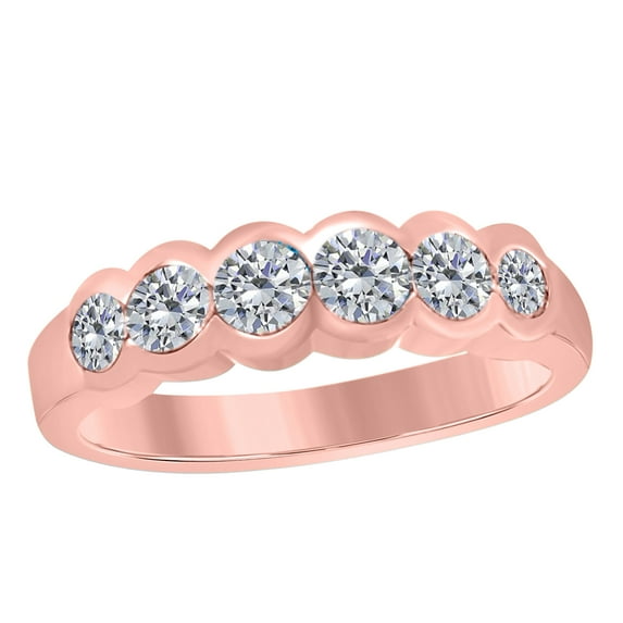 Mauli Jewels Rings for Women 0.75 Carat Engagement Wedding Band bezel 14K Solid Rose Gold