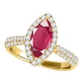 thumbnail image 1 of Mauli Jewels Rings for Women 0.80 Carat Elegant Look Diamond And Marquise Shape Created Created Ruby Ring 4-prong 10k Yellow Gold, 1 of 7
