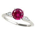 thumbnail image 1 of Mauli Jewels Rings for Women 0.85 Carat Diamond And Created Ruby Ring 4-prong 14K White Gold, 1 of 7