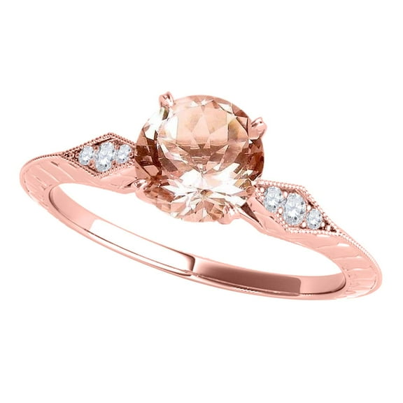 Mauli Jewels Rings for Women 0.85 Carat Diamond And Moragnite Ring 4-prong 14K Rose Gold