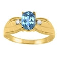 thumbnail image 1 of Mauli Jewels Rings for Women 0.9 Carat Oval Blue Topaz and Diamond Ring 4-Prong 10K Yellow Gold, 1 of 6