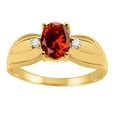 thumbnail image 1 of Mauli Jewels Rings for Women 0.9 Carat Oval Garnet and Diamond Ring 4-Prong 10K Yellow Gold, 1 of 6