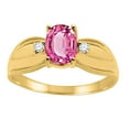 thumbnail image 1 of Mauli Jewels Rings for Women 0.9 Carat Oval Pink Topaz and Diamond Ring 4-Prong 10K Yellow Gold, 1 of 6