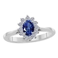 thumbnail image 1 of Mauli Jewels Rings for Women 0.90 Carat Diamond And Oval Shape Blue Topaz Ring 4 Prong 10K White Gold, 1 of 6