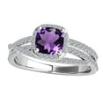 thumbnail image 1 of Mauli Jewels Rings for Women 0.90 Carat Diamond and Cushion Shaped Amethyst Ring 4-prong 10K White Gold, 1 of 7