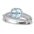thumbnail image 1 of Mauli Jewels Rings for Women 0.90 Carat Diamond and Cushion Shaped Aqumarine 4-prong 10K White Gold, 1 of 7
