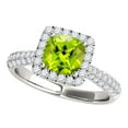 thumbnail image 1 of Mauli Jewels Rings for Women 0.95 Carat Diamond And Cushion Cut Peridot Ring 4-prong 10K White Gold, 1 of 7