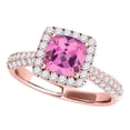 thumbnail image 1 of Mauli Jewels Rings for Women 0.95 Carat Diamond And Cushion Cut Pink 4-prong 10K Rose Gold, 1 of 7