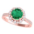 thumbnail image 1 of Mauli Jewels Rings for Women 1.05 Carat Diamond And Emerald Ring 4-prong 10k Rose Gold, 1 of 8