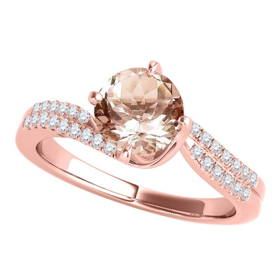 Mauli Jewels Rings for Women 1.05 Carat Interwined Design Diamond And Moragnite Ring 4-prong 14k Rose Gold