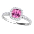 thumbnail image 1 of Mauli Jewels 1.15 CT Natural Pink Topaz & Diamond Ring in 10K Rose White & Yellow Gold | Cushion Cut Center Stone | Prong Set Bridal Ring for Women, 1 of 7