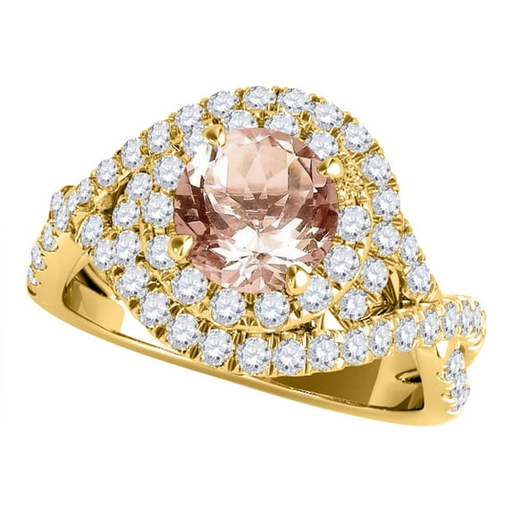 Mauli Jewels Rings for Women 1.10 Carat Splint Shank Interwined Design Diamond And Moragnite Ring 4-prong 14k Yellow Gold
