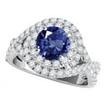 thumbnail image 1 of Mauli Jewels Rings for Women 1.10 Carat Splint Shank Interwined Design Diamond And Sapphire Ring 4-prong 14k White Gold, 1 of 6