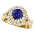 thumbnail image 1 of Mauli Jewels Rings for Women 1.10 Carat Splint Shank Interwined Design Diamond And Tanzanite Ring 4-prong 14k Yellow Gold, 1 of 6